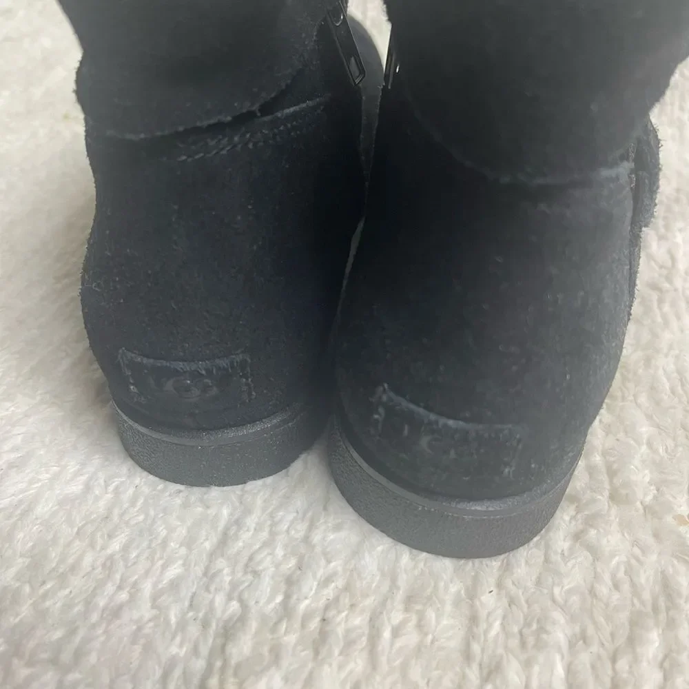 UGG Josefene Cuff leather Black suede ankle boots 1130525 SZ8